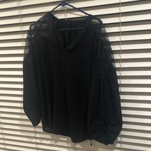 Black Boxy Ruched Blouse